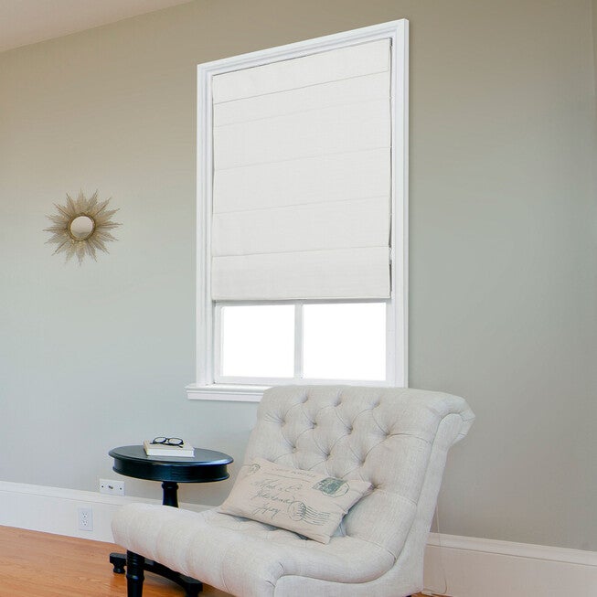 Cordless Quinn Large Fold Roman Shade, WHITE, hi-res image number 0