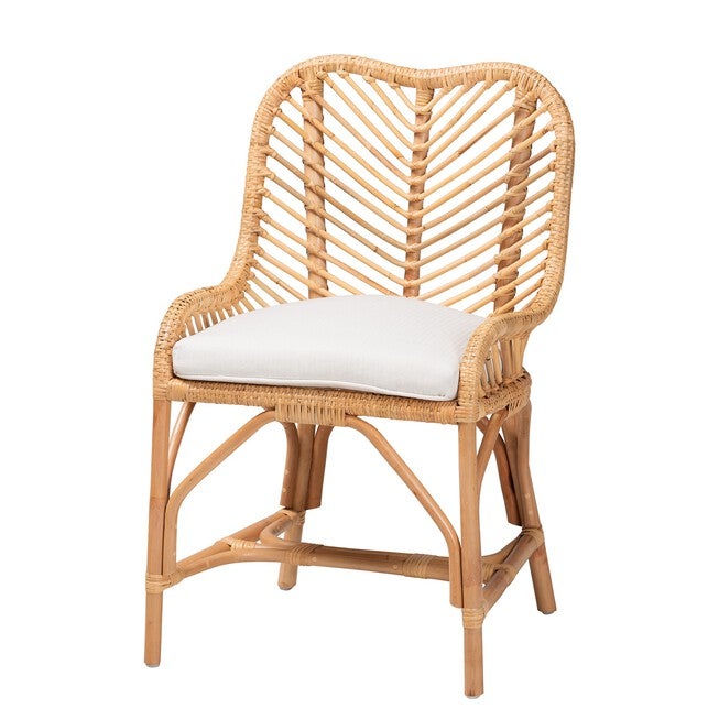 Arween Modern Bohemian Natural Brown Rattan Dining Chair, WHITE NATURAL BROWN, hi-res image number null