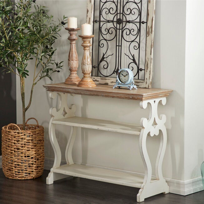 White Farmhouse Wood Console Table, 32 x 38, , alternate image number null