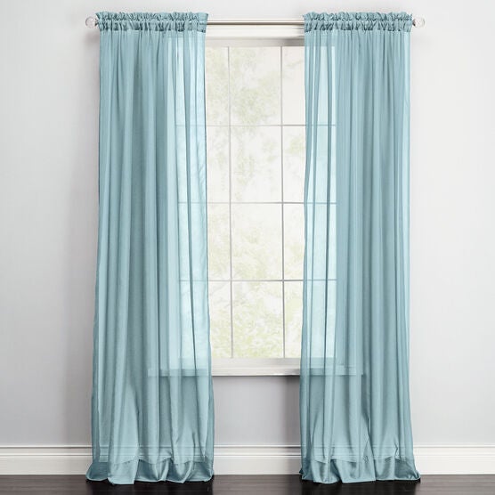BH Studio Sheer Voile Rod-Pocket Panel Pair, SEAGLASS, hi-res image number null