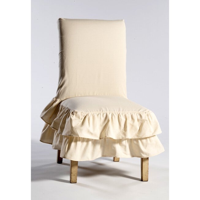 2-Tier Ruffled Dining Chair Slipcover , NATURAL, hi-res image number 0