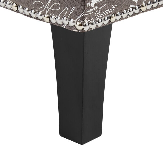 Stephanie Ottoman Grey Linen With Script, , alternate image number null