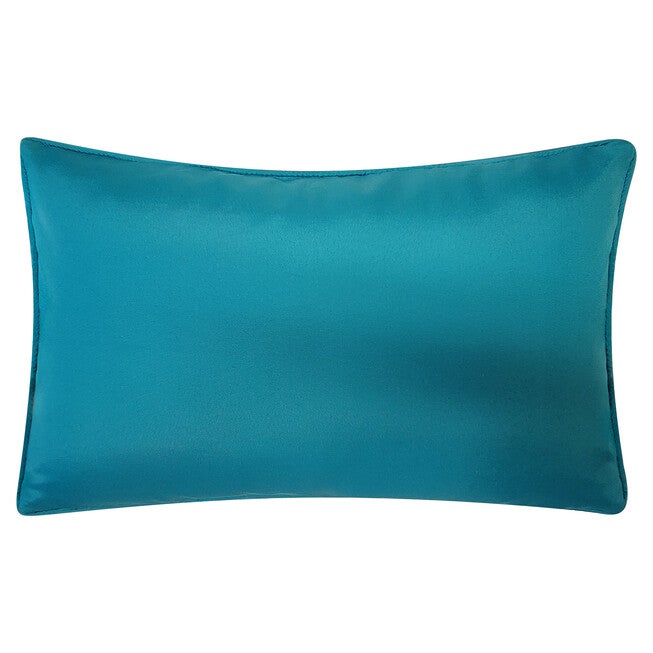 New York Botanical Garden® Indoor/Outdoor Raffia Embroidered Palm Frond Decorative Throw Pillow 12X20, Turq Multi, , on-hover image number 1