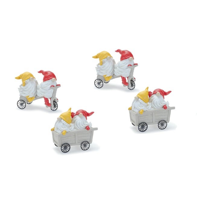 Whimsical Garden Gnome Figurine Riding A Scooter And Wheelbarrow (Set Of 2), , alternate image number 3