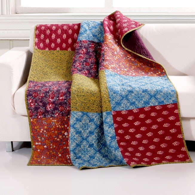 Normandy Quilted Throw Blanket, TEAL, hi-res image number null