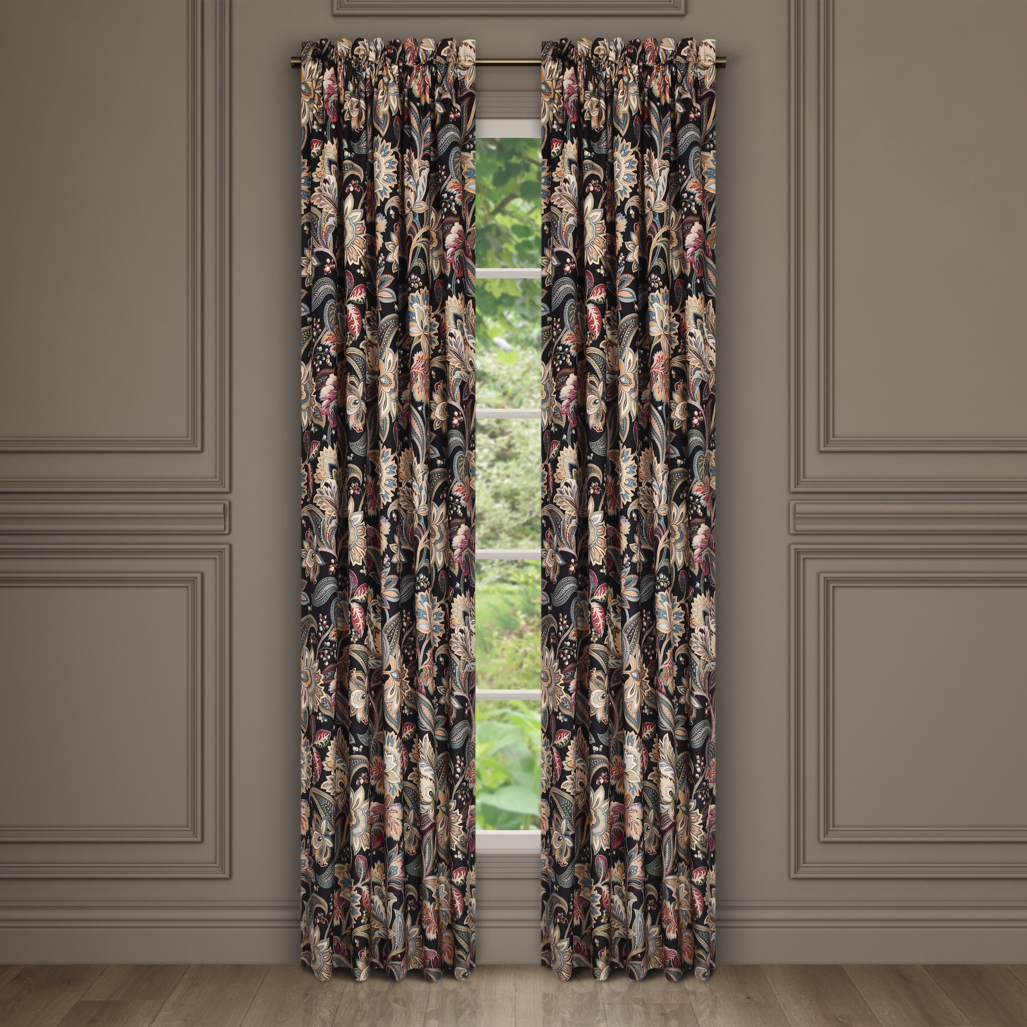 Calabria 84 Inch Window Panel Pair, BLACK, alternate image number 1