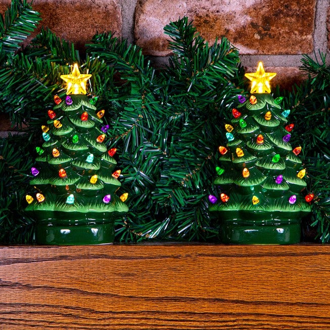 Ceramic Half Trees, Set of 2, , alternate image number null