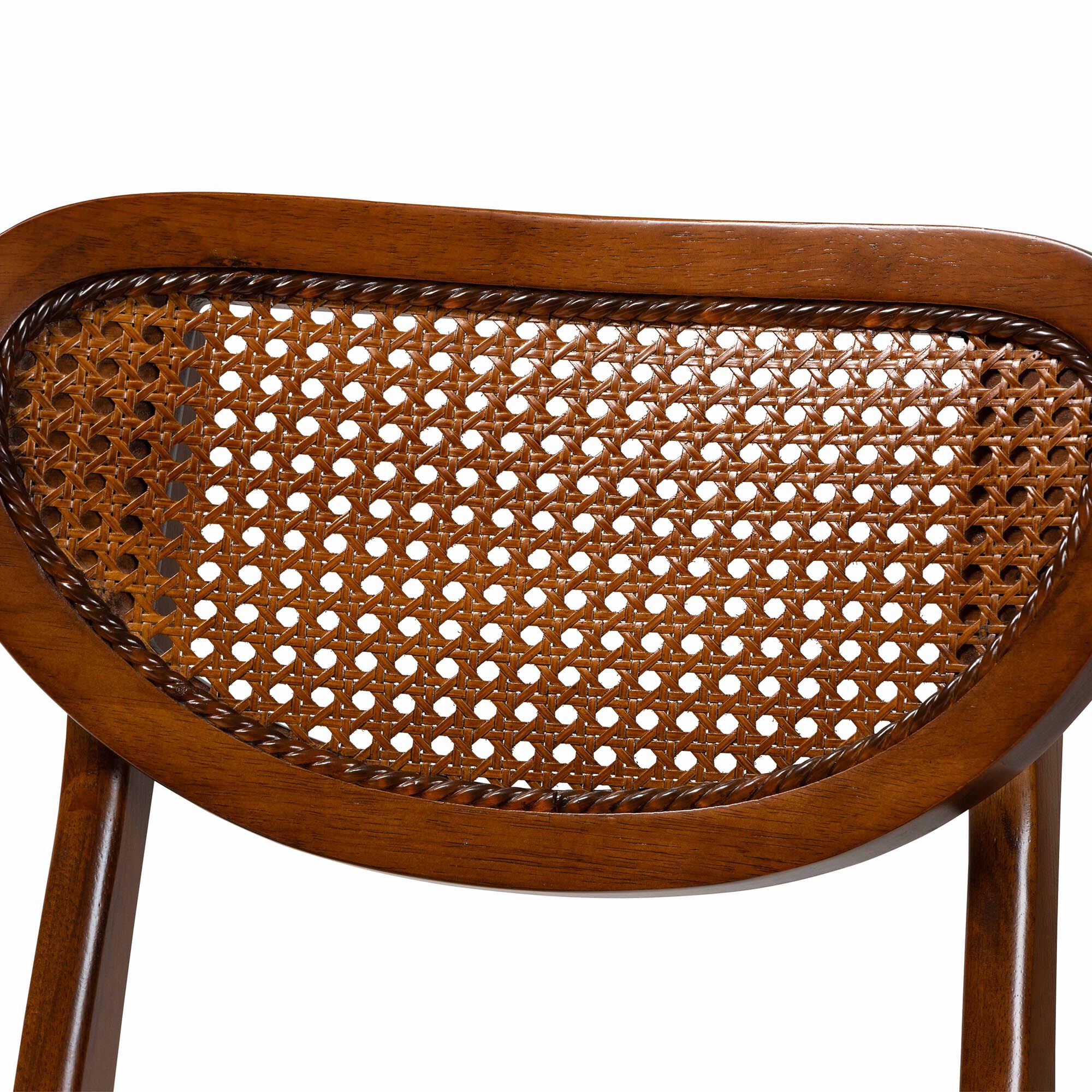 Hesper Mid-Century Modern Walnut Brown Finished Wood and Rattan 2-Piece Dining Chair Set, BROWN, alternate image number 5