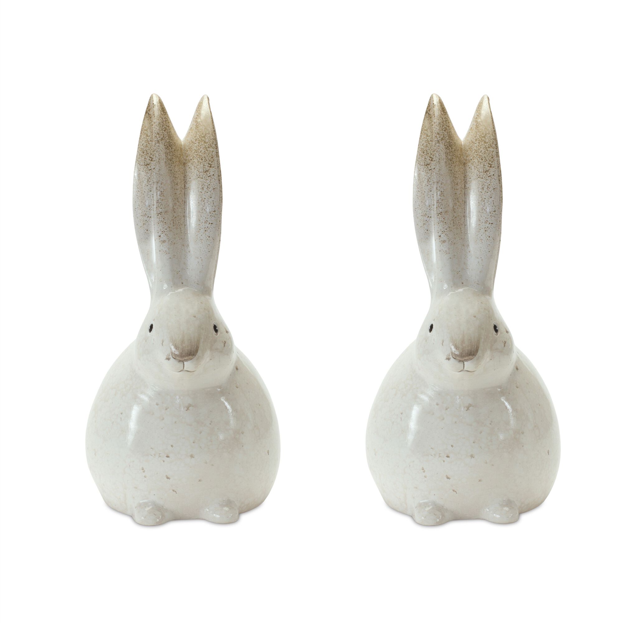 Bunny (Set of 2) 11.75 inchesH Terra Cotta, WHITE/GOLD, hi-res image number 0