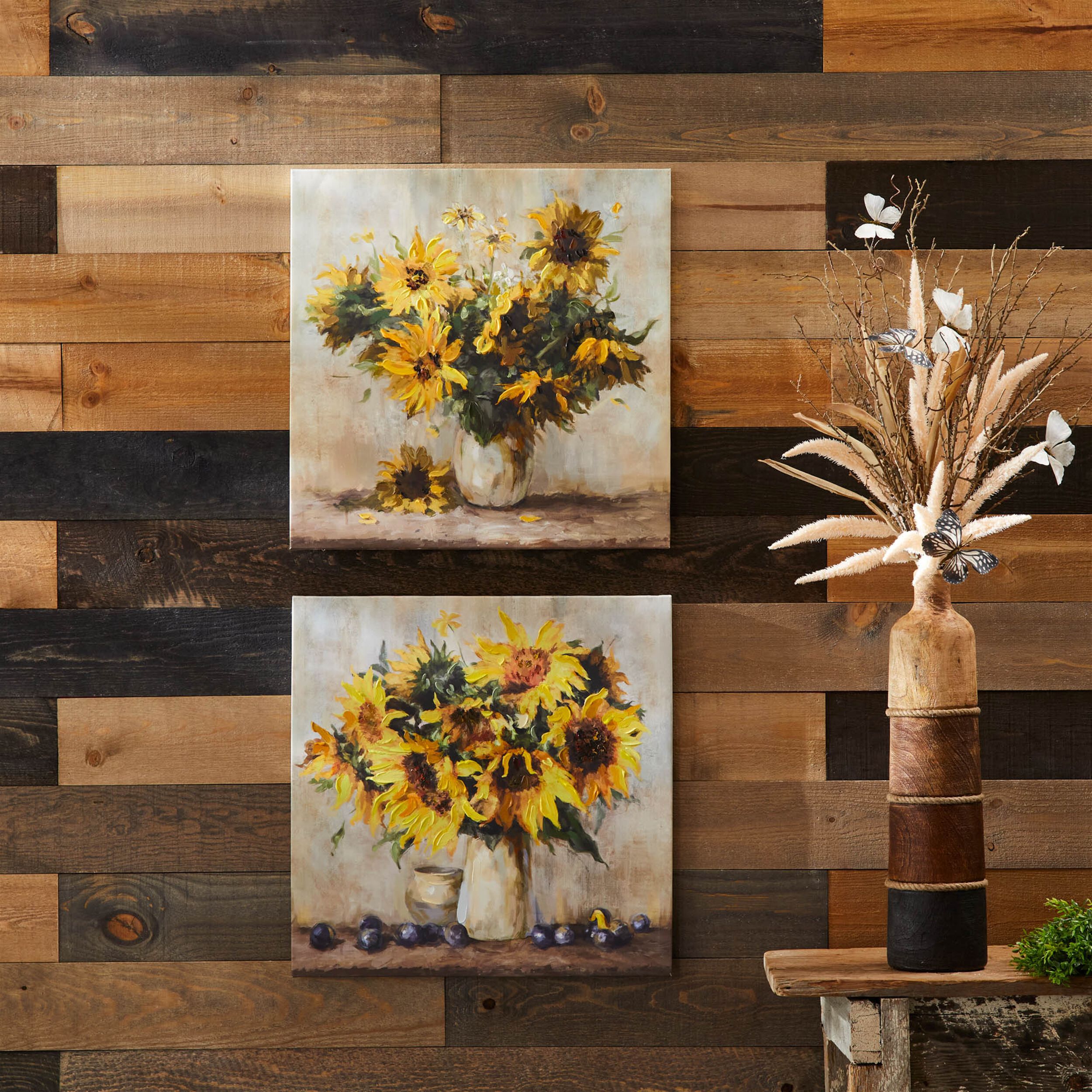 Sunflower Vase Canvas Wall Art 32INL Set of 2, YELLOW BROWN, alternate image number 1