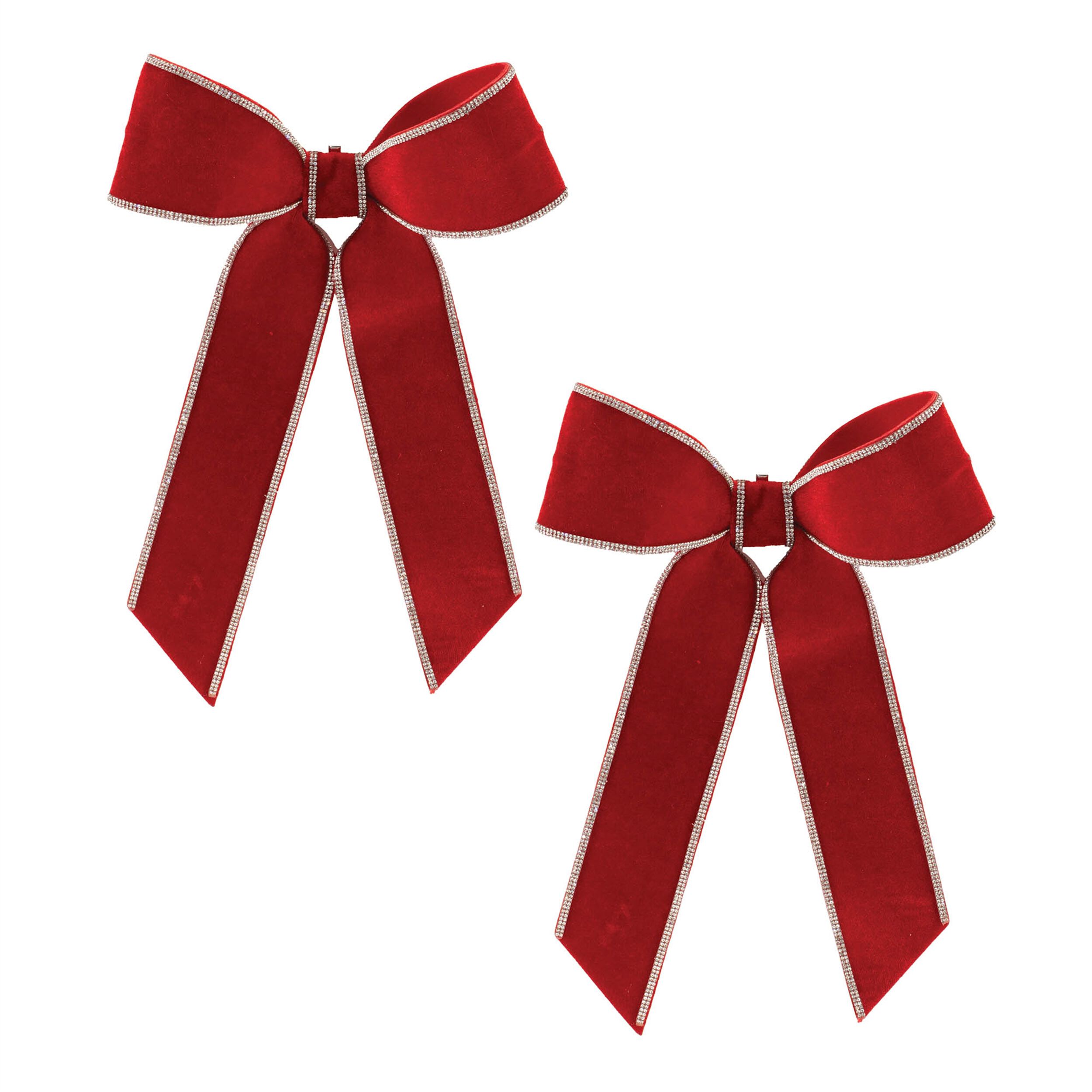 Jeweled Holiday Bow (Set of 2), RED SILVER, alternate image number 3
