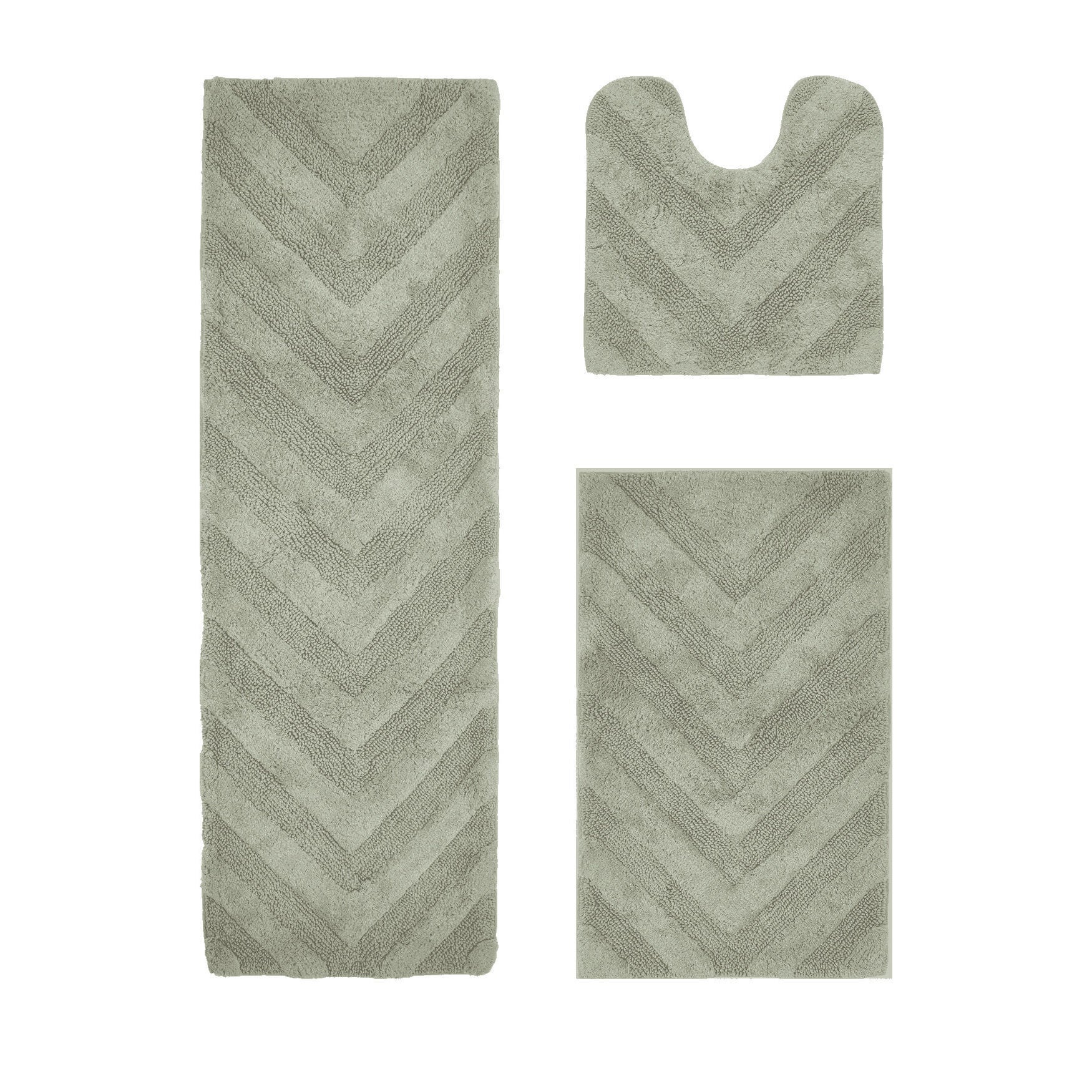 Hugo Collection 100% Cotton 3 Piece (20 inches X 20 inches | 21 inches X 34 inches | 20 inches X 60 inches) Bath Rug Set, SAGE, hi-res image number 0