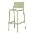 Light green bar stool front view showing straight legs and footrest