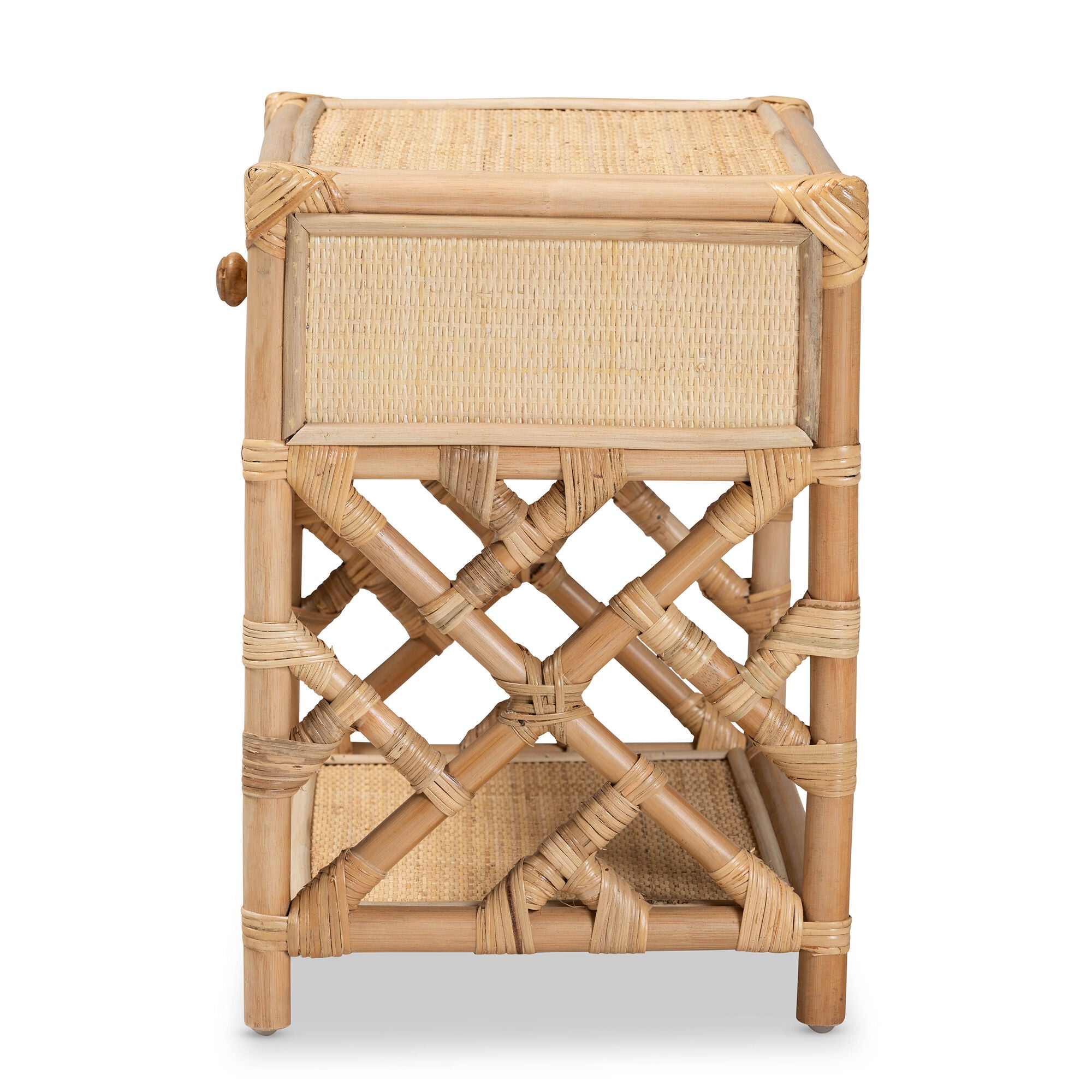 Camara Modern Bohemian Natural Brown Rattan 1-Drawer Nightstand, NATURAL BROWN, alternate image number 5