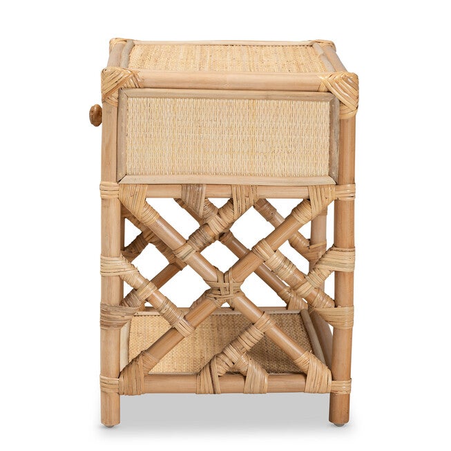 Camara Modern Bohemian Natural Brown Rattan 1-Drawer Nightstand, NATURAL BROWN, alternate image number 5