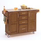 Large Cottage Oak Finish Create a Cart with Salt & Pepper Granite Top, OAK SALT WATER DIVE PEPPER, hi-res image number null