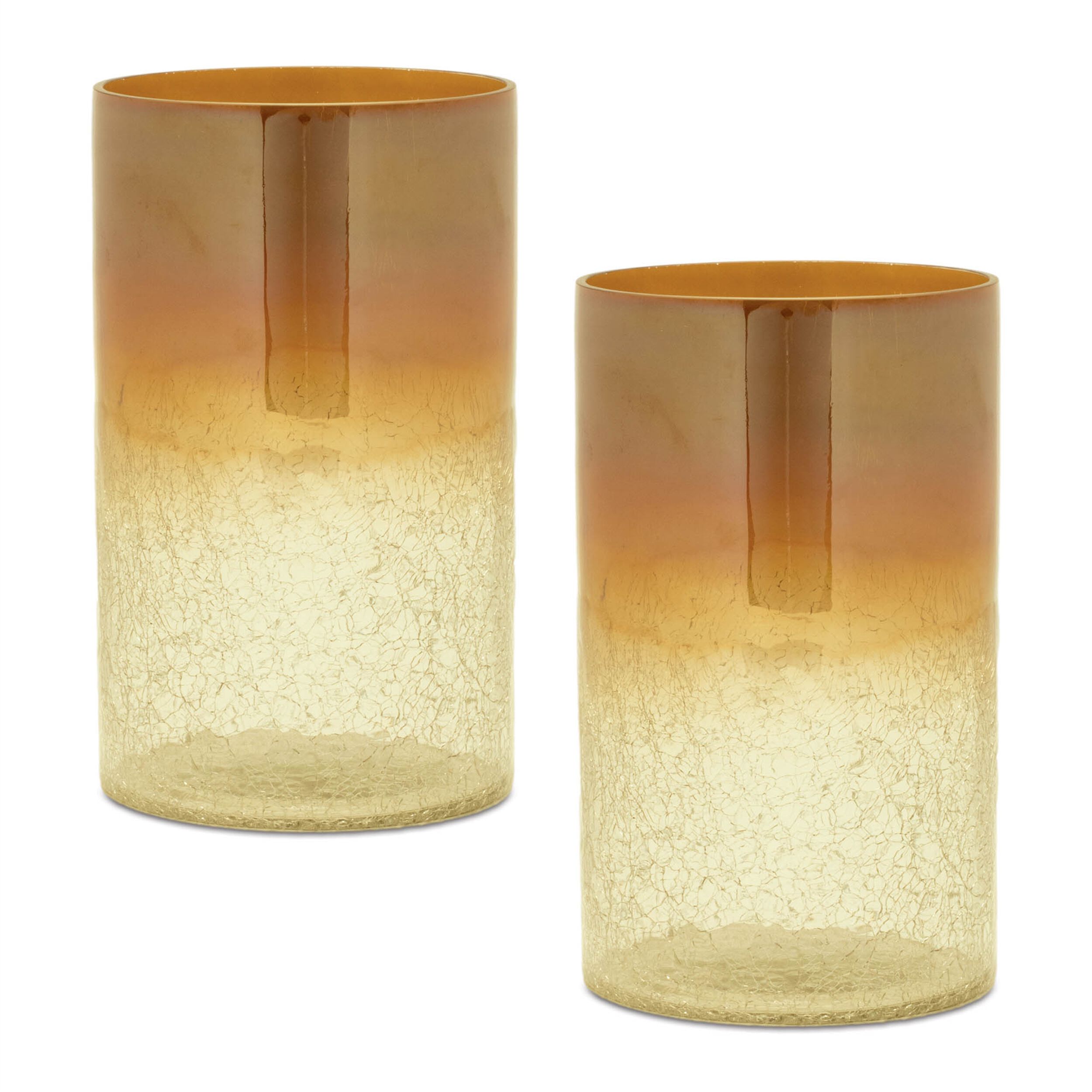 Ombre Crackle Glass Vase Set of 2, GOLD, alternate image number 1
