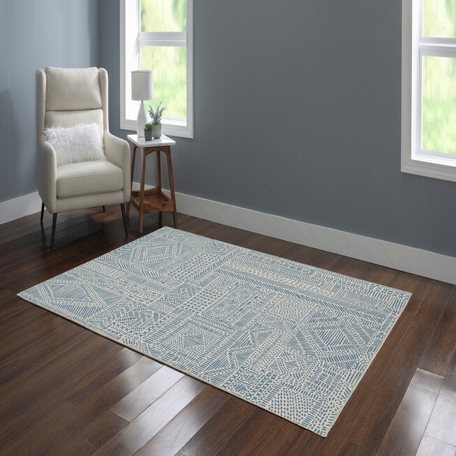 Washable Cayden Ivory/Blue Rug, , alternate image number null