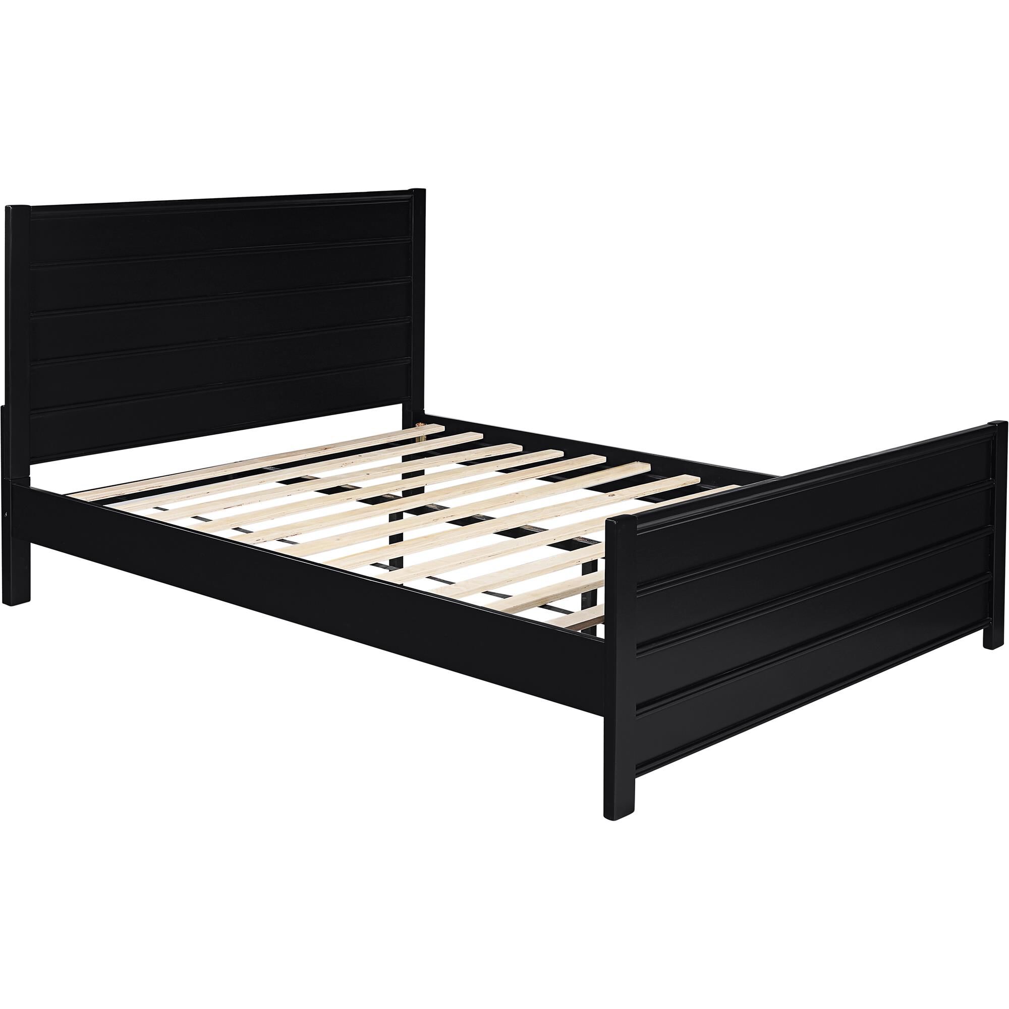 Caroline Wooden Platform Bed in Oak, King, BLACK, alternate image number 4