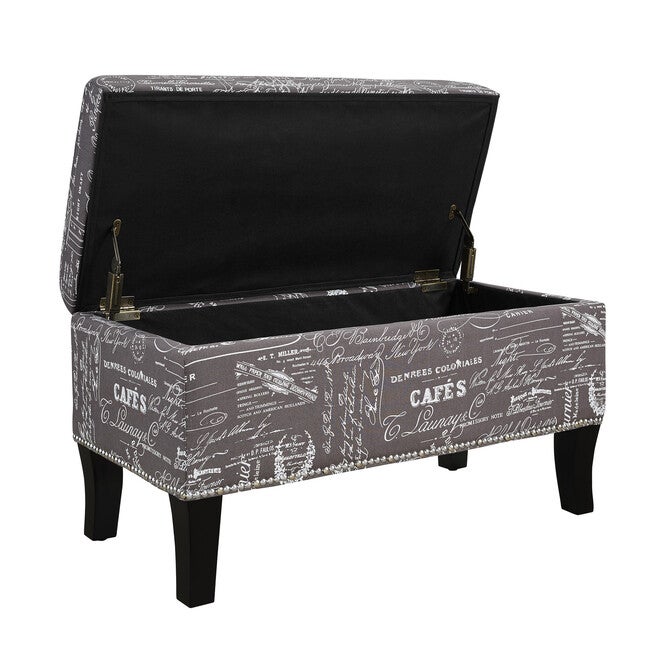 Stephanie Ottoman Grey Linen With Script, , alternate image number null