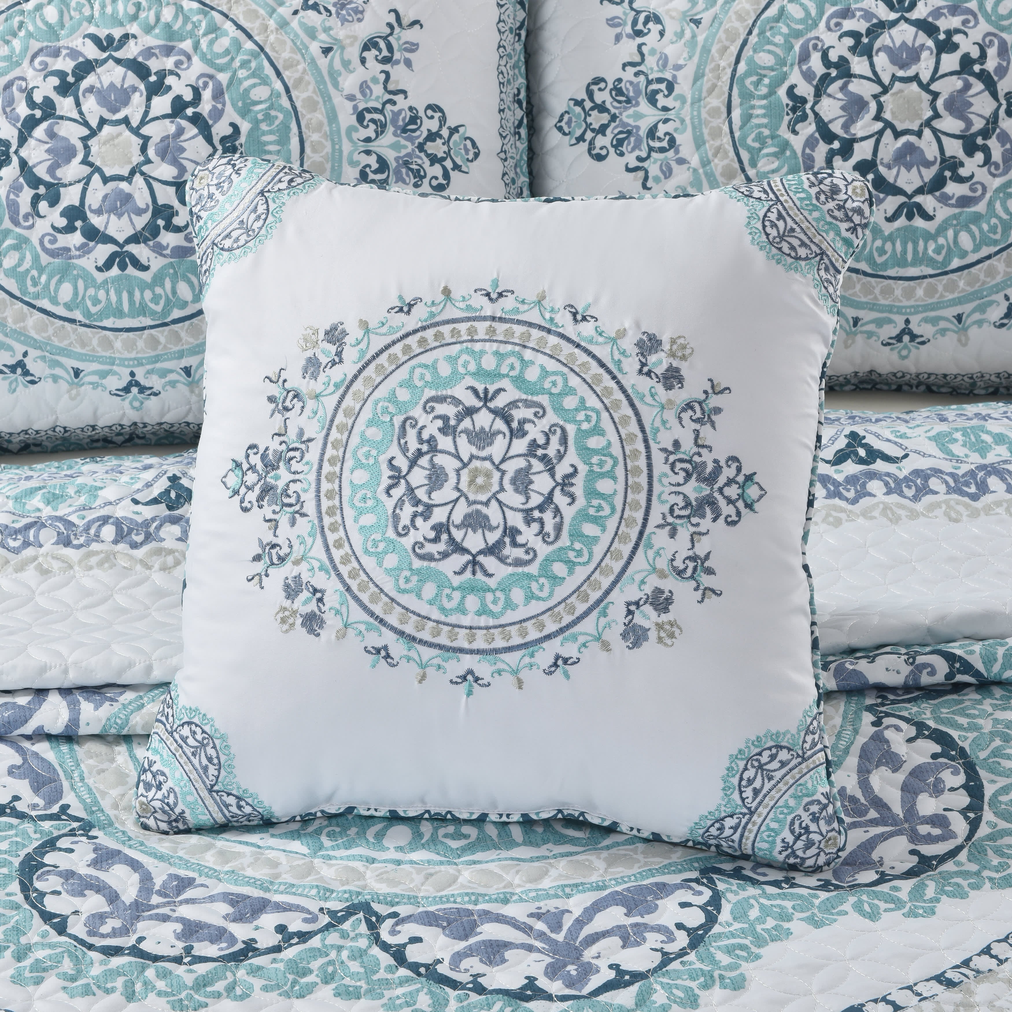 Afton 16 Inch Square Decorative Throw Pillow, BLUE, alternate image number null