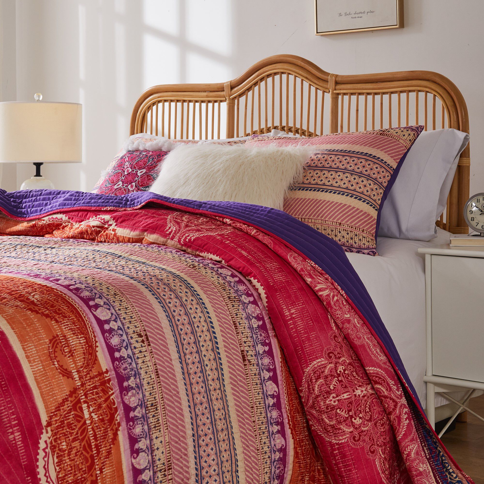 Aurora Finely Stitched Quilt Set, PINK, alternate image number 2