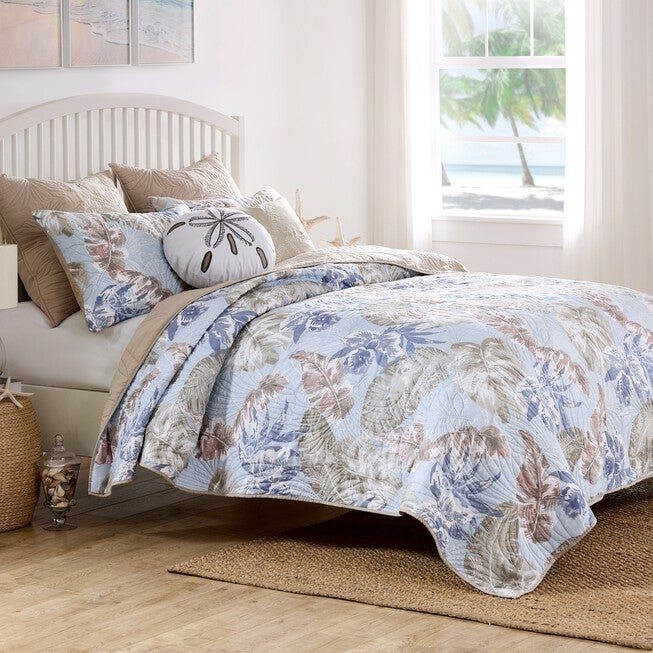 Greenland Home Fashions Tropics Finely Stitched Quilt Set, MIST, alternate image number null