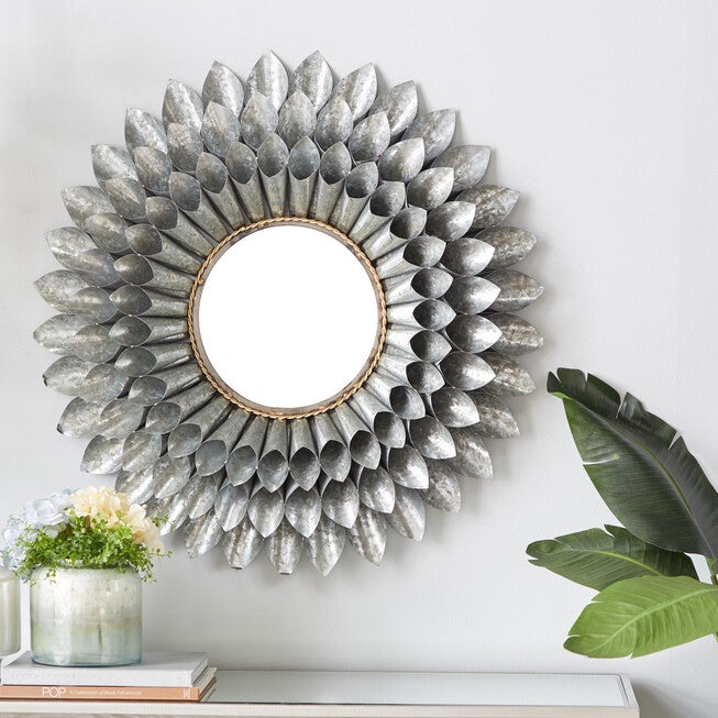 Grey Contemporary Metal Wall Mirror, , alternate image number null