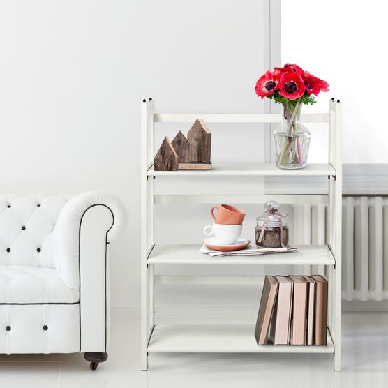 3-Shelf Folding Stackable Bookcase 27.5" Wide-White, , alternate image number null