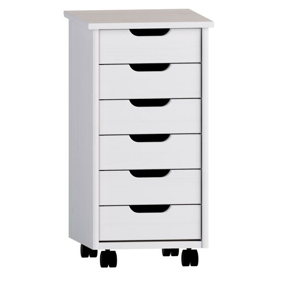 Croghan Six Drawer Rolling Storage Cart, WHITE, hi-res image number null