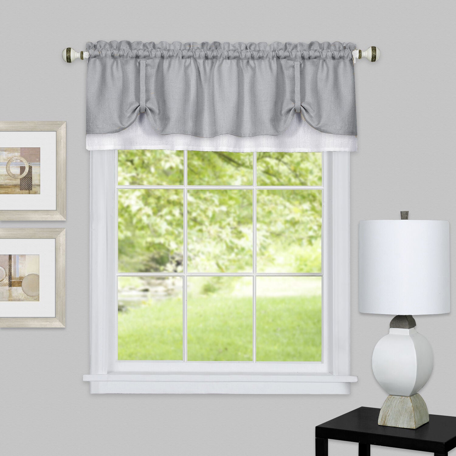 Darcy Window Curtain Valance, GREY WHITE, hi-res image number 0