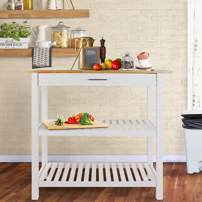 Kitchen Island with Solid Wood Top, , alternate image number null