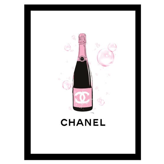 Chanel Pink Champange - Black / Pink - 14x18 Framed Print, BLACK PINK, hi-res image number null