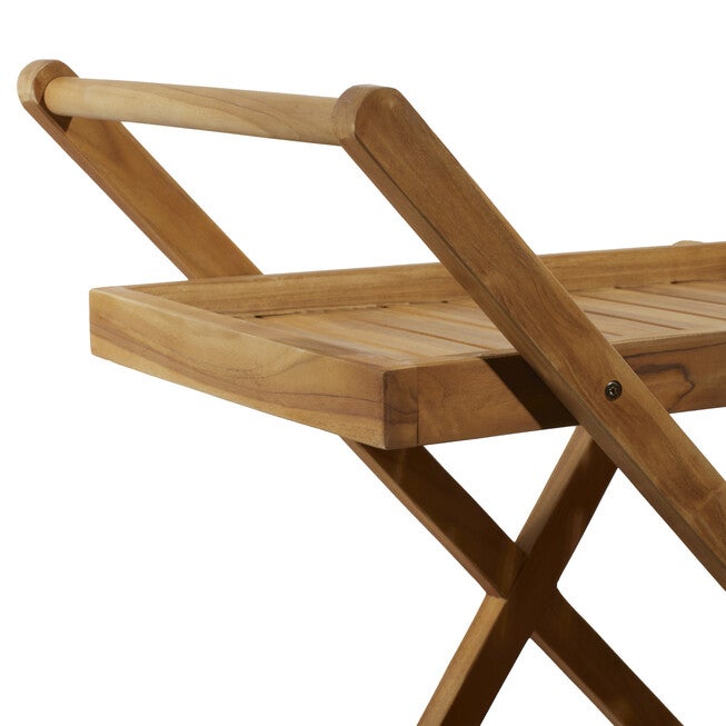 Brown Teak Wood Traditional Rolling Serving Cart, , alternate image number 7