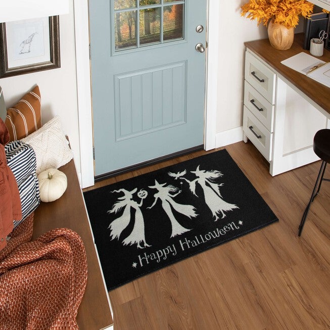 Witch Trio Black Kitchen Rug, , alternate image number 6