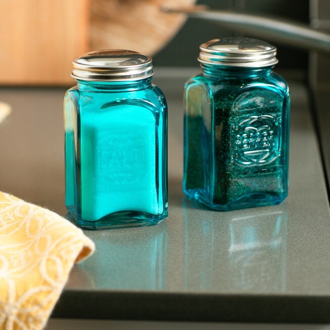Retro Glass Salt & Pepper Set - Turquoise, , alternate image number null