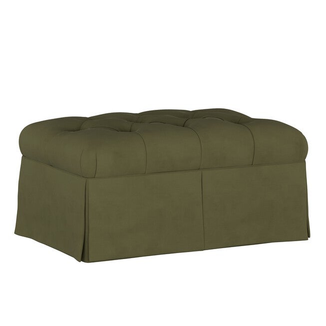 Velvet Skirted Storage Bench, VELVET LODEN, hi-res image number 0