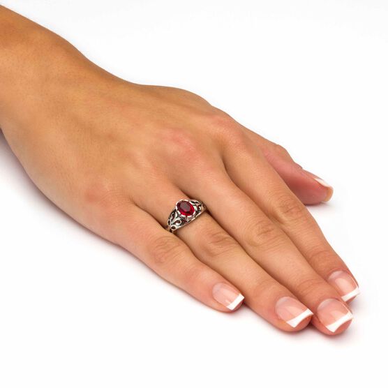 Sterling Silver Swirl Simulated Birthstone Ring, , alternate image number null