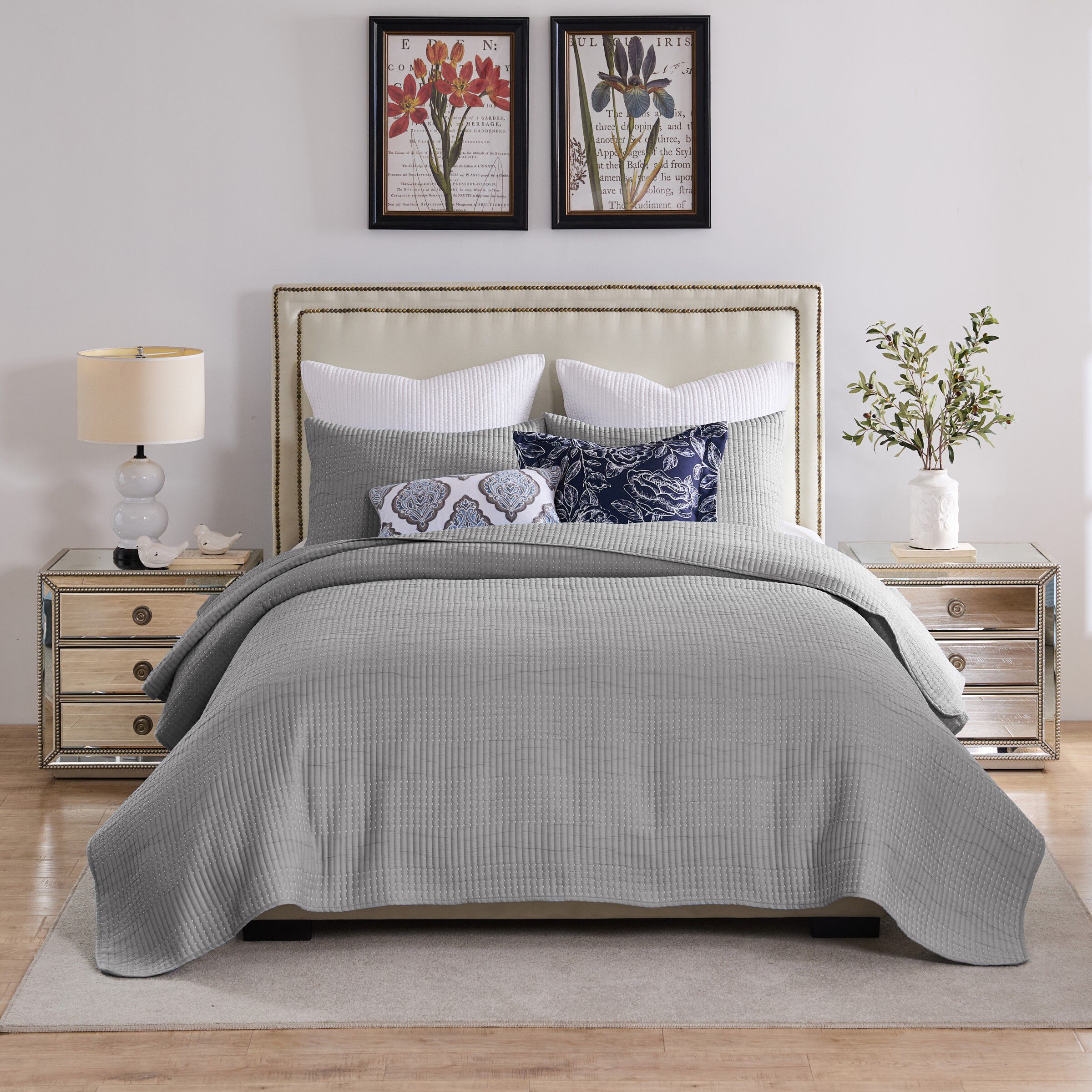 Greenland Home Fashions Cosmo Contemporary Matelass&eacute; Coverlet Set, GRAY, alternate image number 4