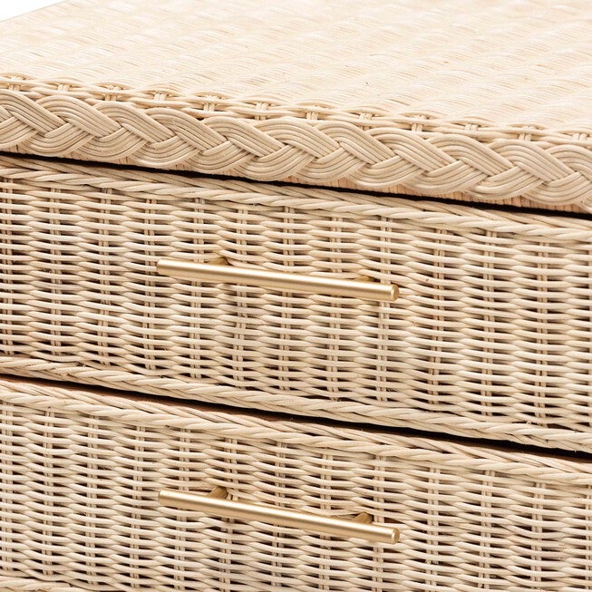 Lanica Japandi Sun Bleached Rattan 3-Drawer Nightstand, PALE, alternate image number 6