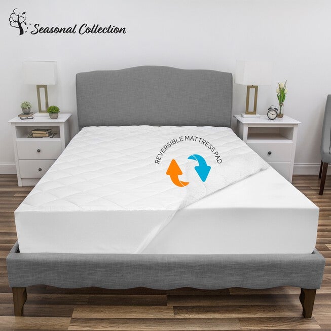 SensorPEDIC All Seasons Reversible Mattress Pad, WHITE, hi-res image number 0