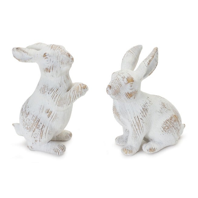 Rabbit (Set of 2) 5.5 inchesH, 6.5 inchesH Resin, WHITE/BROWN, hi-res image number null