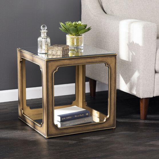 Alfriston Mirrored Square Accent Table, BRASS, hi-res image number null