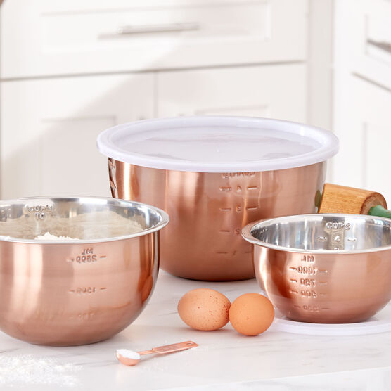 6-Pc. Set Of Copper Mixing Bowls & Lids, COPPER, hi-res image number null