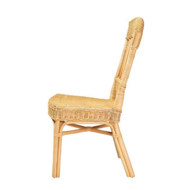 Barito Modern Bohemian Natural Brown Rattan Dining Chair, , alternate image number 2