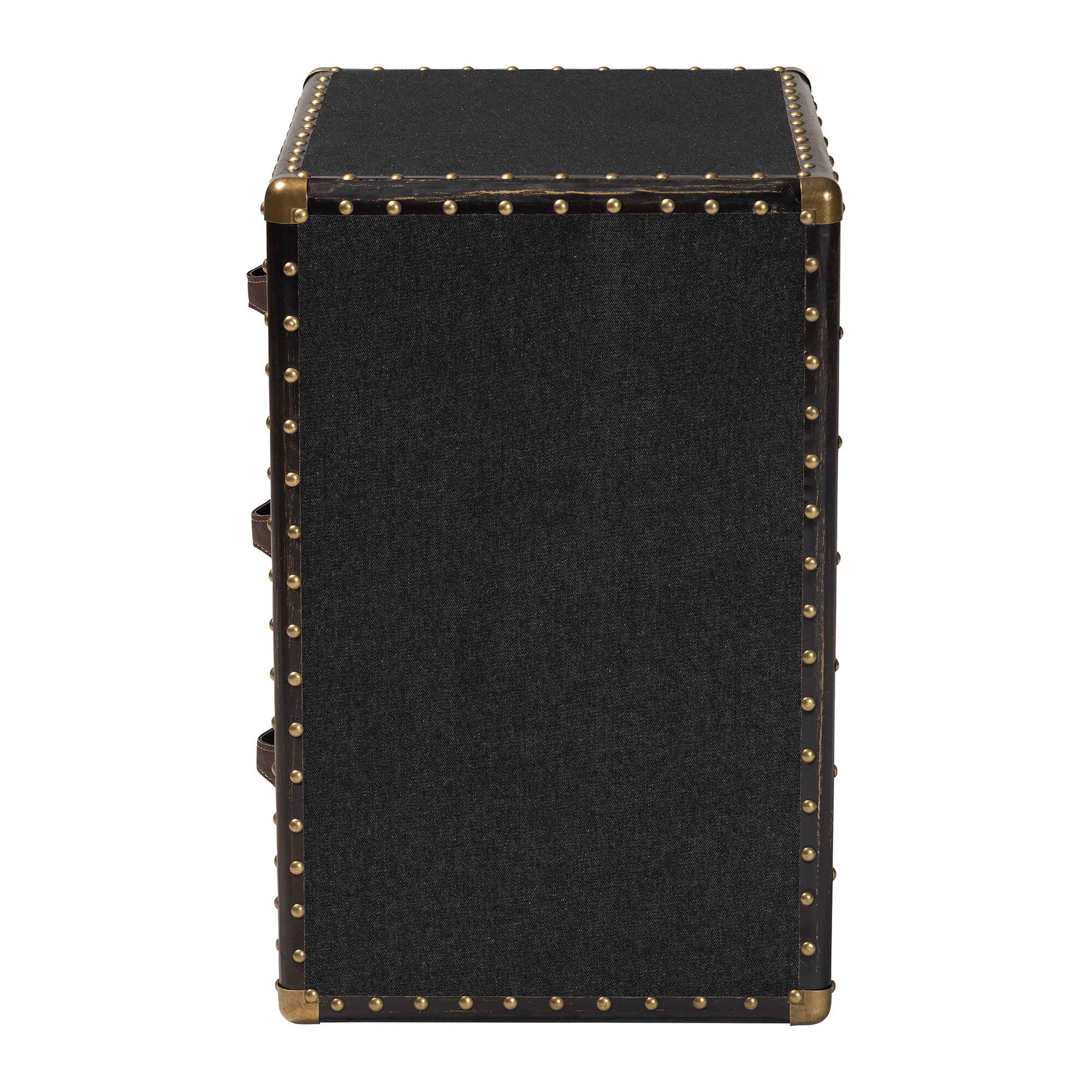 Mallison Vintage Black Canvas 3-Drawer End Table, BLACK, alternate image number 4