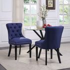 Princess Blue Velvet Accent Dining Chair, Set of 2, BLUE BLACK, hi-res image number 0