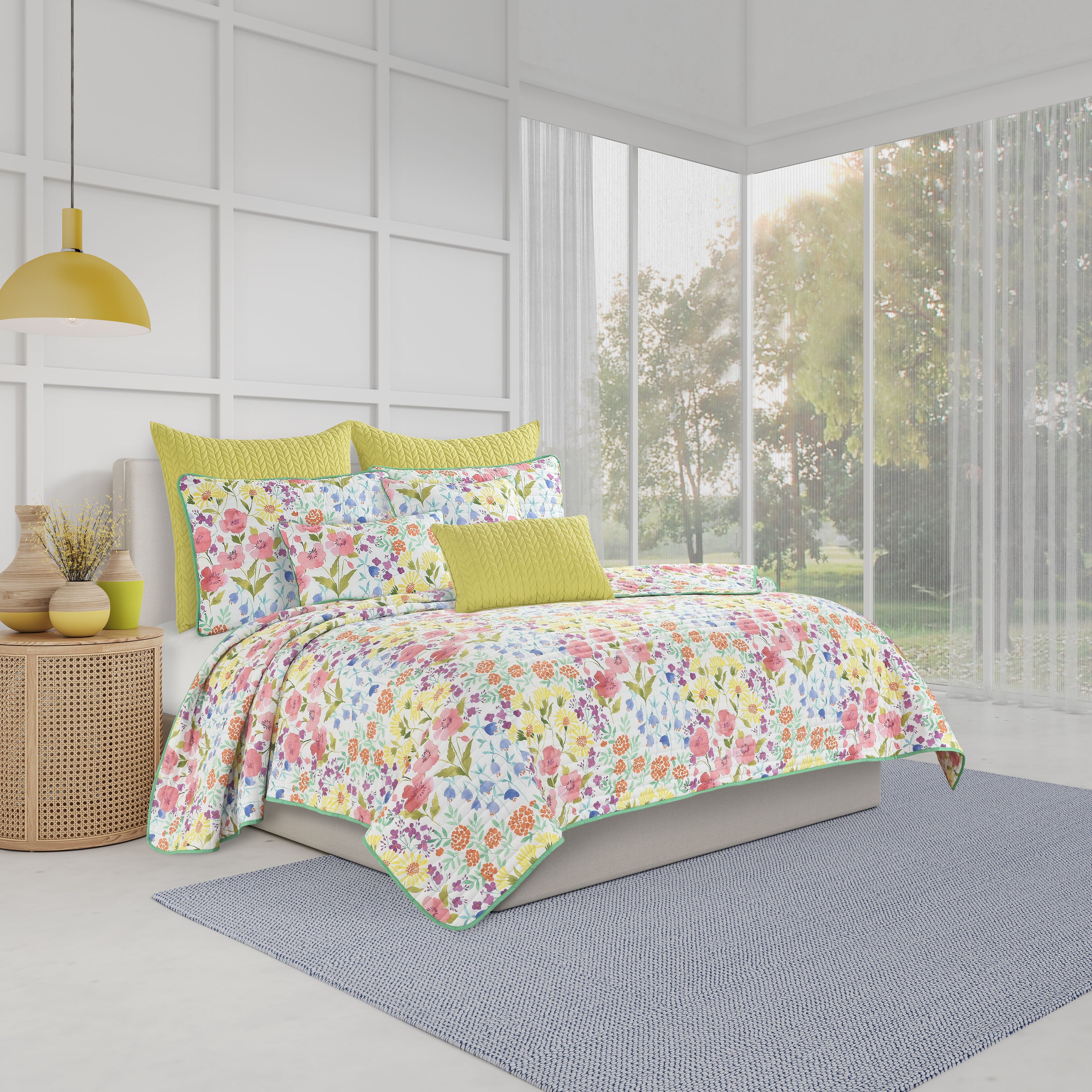 JULES KING/CAL KING 3PC. QUILT SET, TURQUOISE, hi-res image number 0