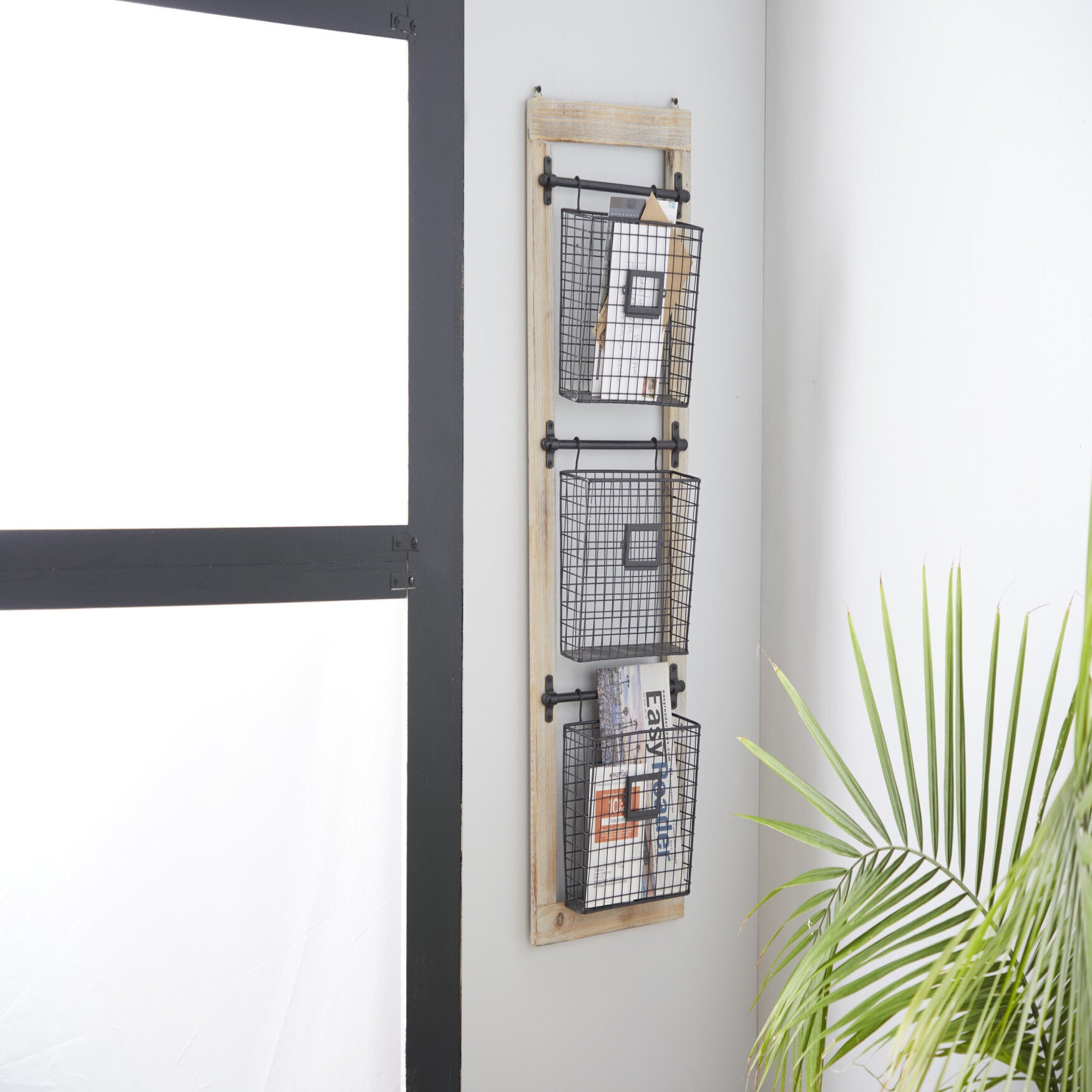 Black Metal Farmhouse Magazine Rack Holder Magazine Rack Holder, , alternate image number 9