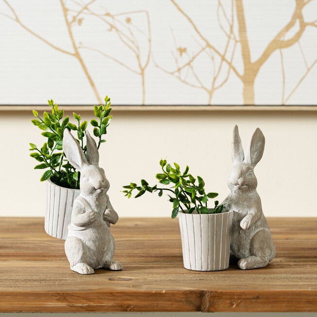 Standing Garden Rabbit With Pot Planter (Set Of 2), , alternate image number 3